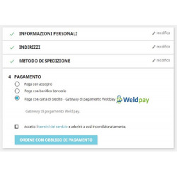 Gateway di pagamento WeldPay modulo PrestaShop