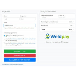 Gateway di pagamento WeldPay modulo PrestaShop